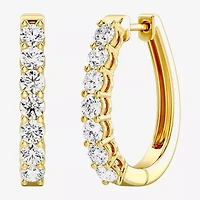 (F, Si1-Si2) Womens 2 CT. T.W. Lab Grown White Diamond 14K Gold Over Silver 23.4mm Hoop Earrings