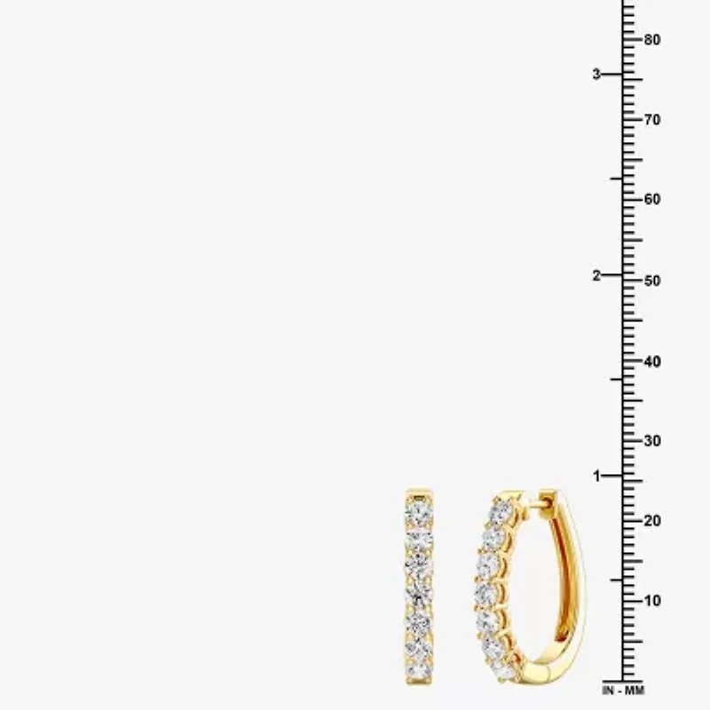 (F, Si1-Si2) Womens 2 CT. T.W. Lab Grown White Diamond 14K Gold Over Silver 23.4mm Hoop Earrings