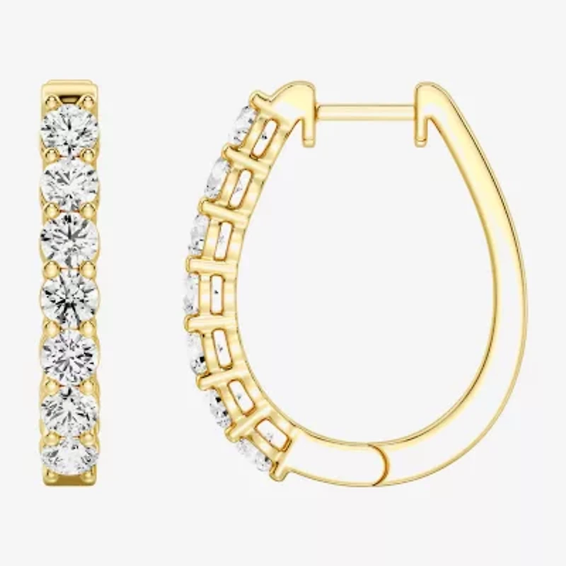(F, Si1-Si2) Womens 2 CT. T.W. Lab Grown White Diamond 14K Gold Over Silver 23.4mm Hoop Earrings