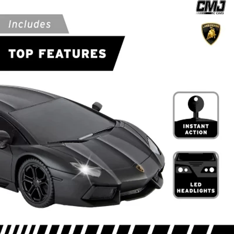 CMJ RC CARS Lamborghini Lp700-4 Black Licensed 1:24 Scale 2-pc. Car