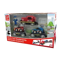 Hape Wooden Race Car Transporter Truck