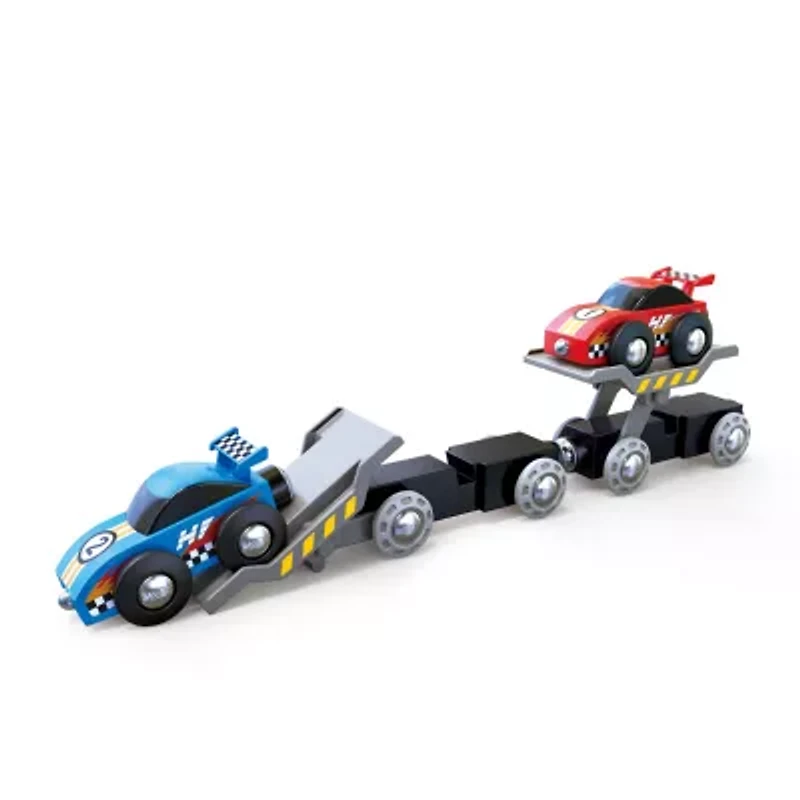 Hape Wooden Race Car Transporter Truck