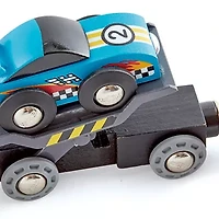 Hape Wooden Race Car Transporter Truck