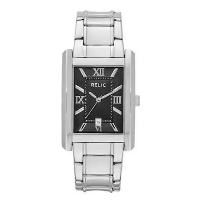 Relic® Allen Mens Rectangular Black Dial Watch ZR77264