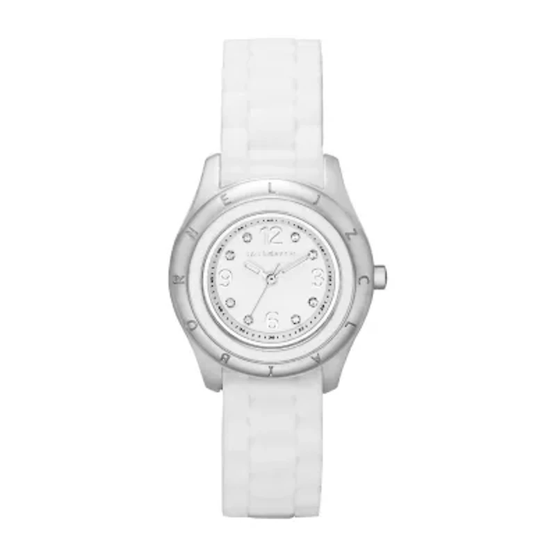 Liz Claiborne® Womens White Silicone Strap Watch