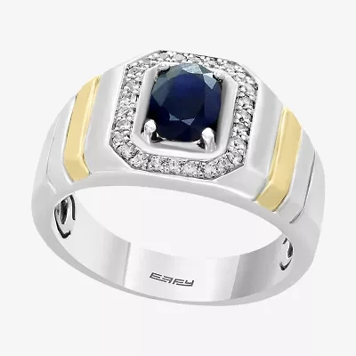 LIMITED QUANTITIES! Effy Final Call Mens Genuine Blue Sapphire & 1/5 CT. T.W.  Genuine Diamond Sterling Silver Cocktail Ring