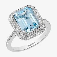 LIMITED QUANTITIES! Effy Final Call Womens Genuine Blue Aquamarine & 1/4 CT. T.W. Diamond 14K White Gold Cocktail Ring