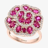 LIMITED QUANTITIES! Effy Final Call Womens Lead Glass-Filled Red Ruby 14K Rose Gold Cocktail Ring