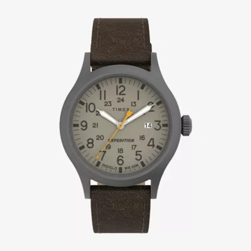 Timex Mens Brown Leather Strap Watch Tw4b23100jt