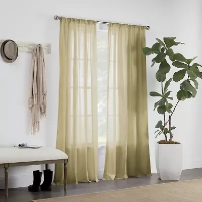 Linden Street Jameson Cotton Rod Pocket Sheer Single Curtain Panel