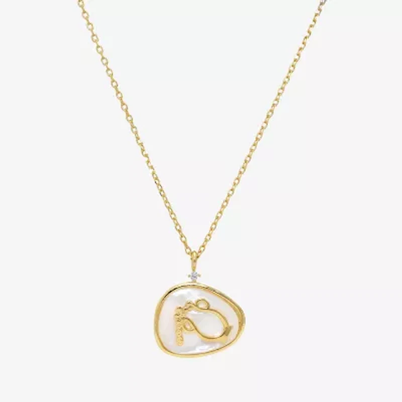 Sparkle Allure Zodiac Womens Cubic Zirconia 14K Gold Over Brass 16 Inch Pendant Necklace
