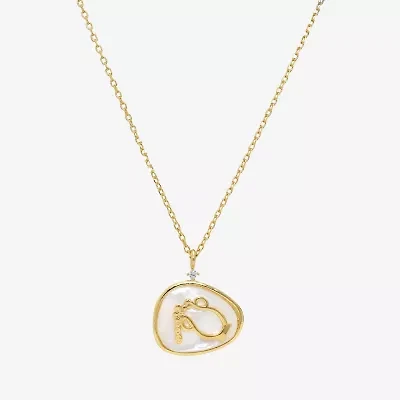 Sparkle Allure Zodiac Womens Cubic Zirconia 14K Gold Over Brass 16 Inch Pendant Necklace