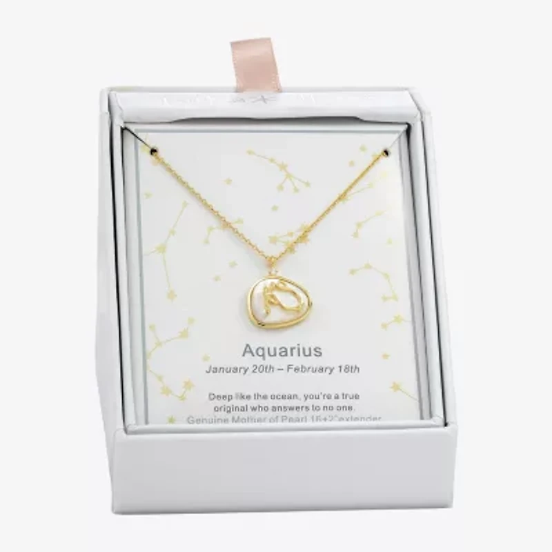 Sparkle Allure Zodiac Womens Cubic Zirconia 14K Gold Over Brass 16 Inch Pendant Necklace