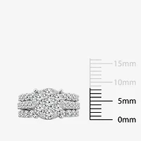 Round 4 CT.T.W. Natural Diamond Side Stone Bridal Set in 10K or 14K White Gold