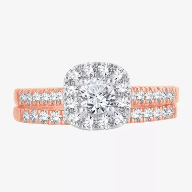 CT.T.W. Natural Diamond Cushion Halo Bridal Set 10K or 14K Gold