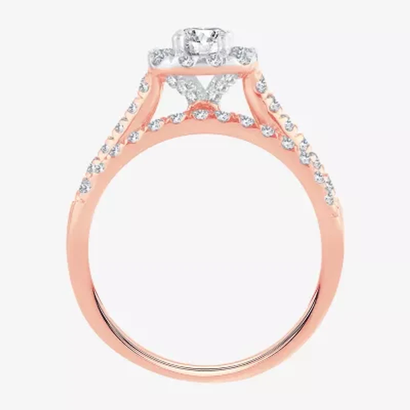 CT.T.W. Natural Diamond Cushion Halo Bridal Set 10K or 14K Gold