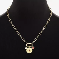 Sparkle Allure Love Carabiner Charm Womens Red Cubic Zirconia 14K Gold Over Brass Heart Paperclip 18 Inch Pendant Necklace