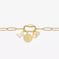 Sparkle Allure Family Carabiner Womens White Cubic Zirconia 14K Gold Over Brass Butterfly Charm Bracelet