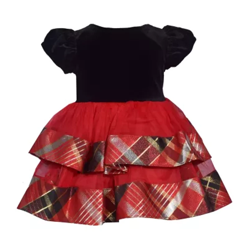 Bonnie Jean Baby Girls Short Sleeve Puffed Velvet Fit + Flare Dress