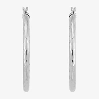 Womens 10K White Gold 30mm Round Hoop Earrings