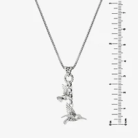 Bali Inspired Womens Sterling Silver Hummingbird Pendant Necklace