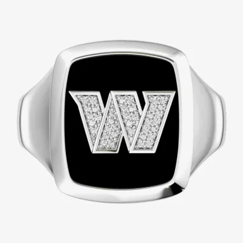 True Fans Fine Jewelry Mens Diamond Accent Genuine Black Onyx Sterling Silver Fashion Ring