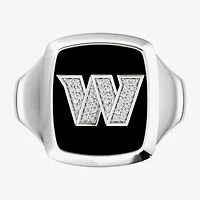 True Fans Fine Jewelry Mens Diamond Accent Genuine Black Onyx Sterling Silver Fashion Ring