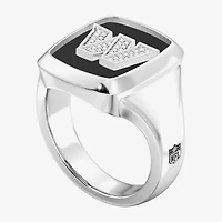 True Fans Fine Jewelry Mens Diamond Accent Genuine Black Onyx Sterling Silver Fashion Ring