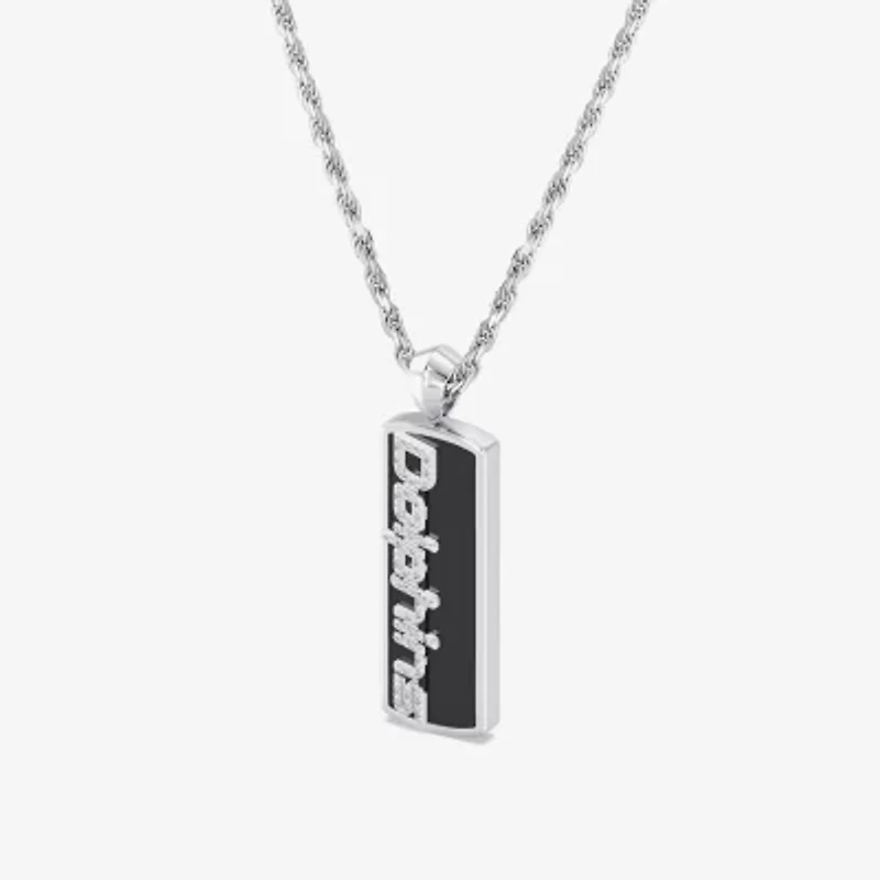 True Fans Fine Jewelry Unisex Adult 1/10 CT. T.W. Genuine Black Onyx Sterling Silver 22 Inch Pendant Necklace