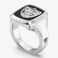 True Fans Fine Jewelry Mens Diamond Accent Genuine Black Onyx Sterling Silver Fashion Ring