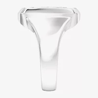 True Fans Fine Jewelry Mens Diamond Accent Genuine Black Onyx Sterling Silver Fashion Ring