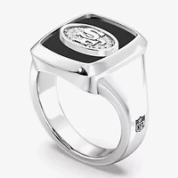 True Fans Fine Jewelry Mens Diamond Accent Genuine Black Onyx Sterling Silver Fashion Ring