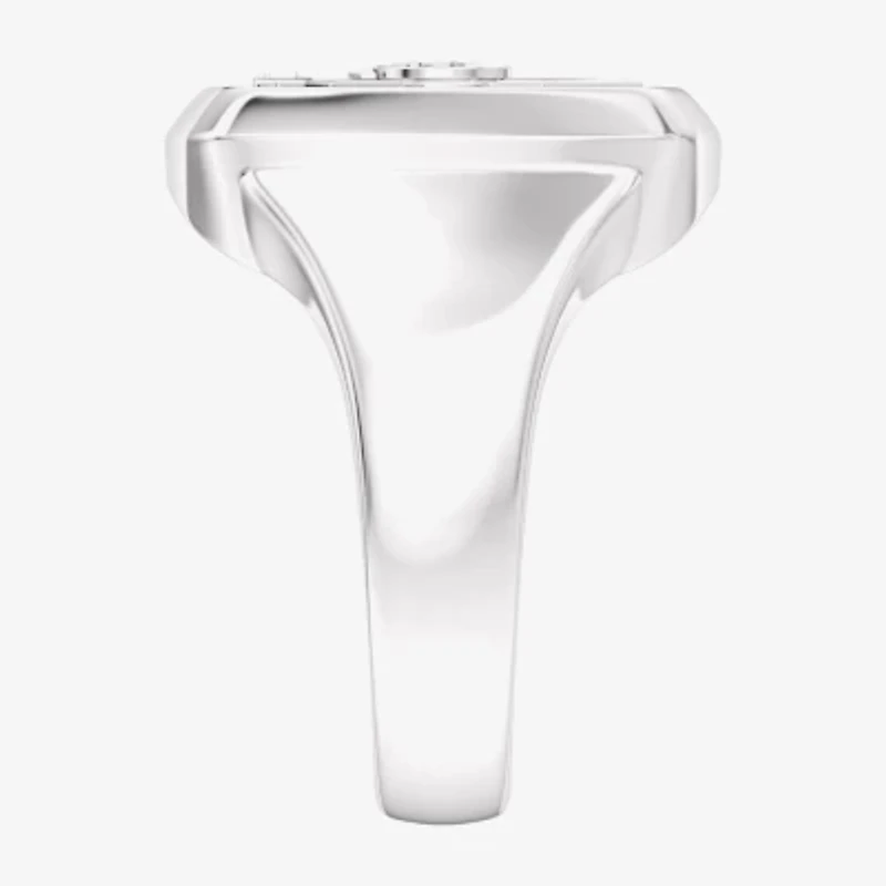 True Fans Fine Jewelry Mens Diamond Accent Genuine Black Onyx Sterling Silver Fashion Ring