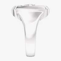 True Fans Fine Jewelry Mens Diamond Accent Genuine Black Onyx Sterling Silver Fashion Ring