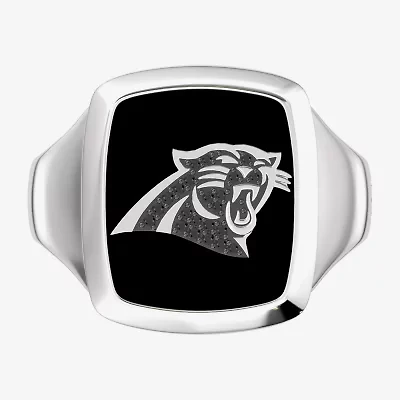 True Fans Fine Jewelry Mens Diamond Accent Genuine Black Onyx Sterling Silver Fashion Ring