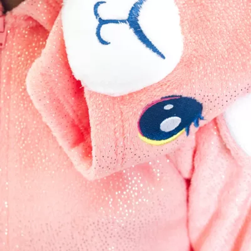 Little & Big Kid Girls Plush Long Sleeve Hooded One Piece Pajama