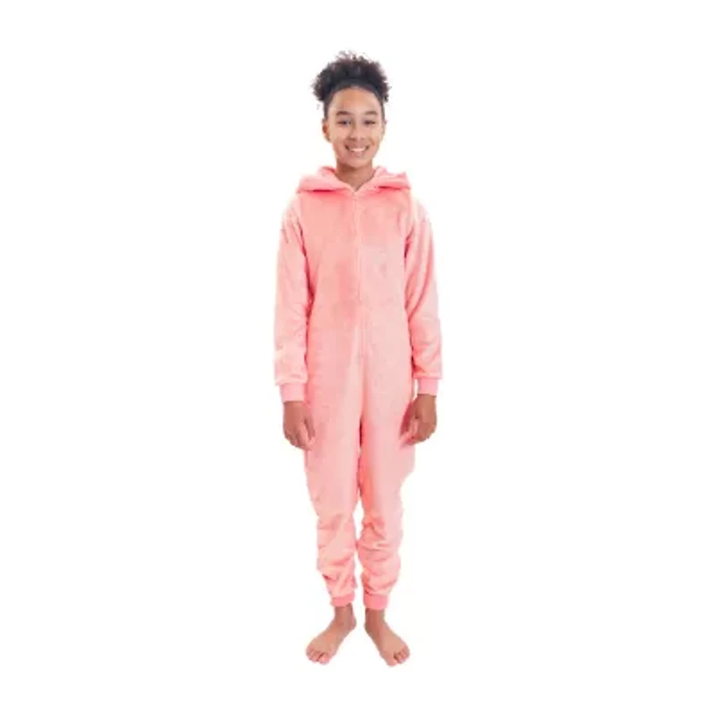 Little & Big Kid Girls Plush Long Sleeve Hooded One Piece Pajama