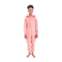 Little & Big Kid Girls Plush Long Sleeve Hooded One Piece Pajama