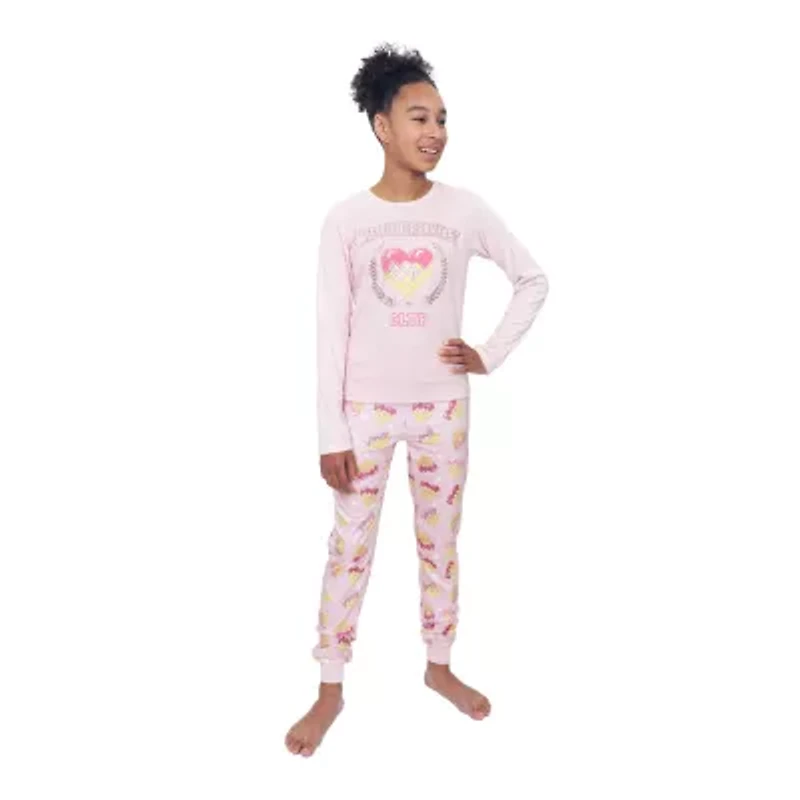 Little & Big Kid Girls Crew Neck Long Sleeve 2-pc. Pajama Sets