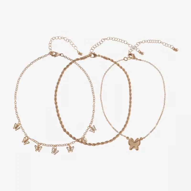 Arizona Gold Tone Womens Butterfly 3-pc. Necklace Set