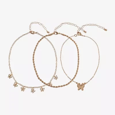 Arizona Gold Tone Womens Butterfly 3-pc. Necklace Set