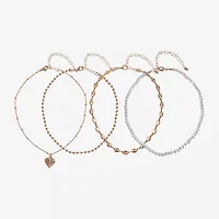 Arizona Gold Tone Womens Heart 4-pc. Necklace Set