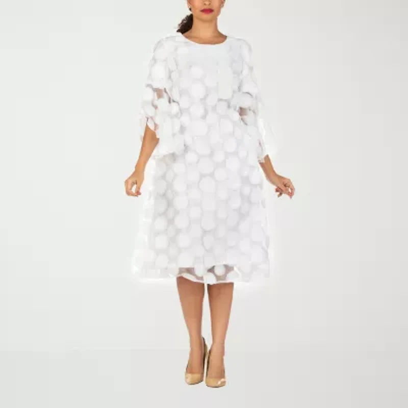 Giovanna Signature Womens 3/4 Sleeve Midi A-Line Dress