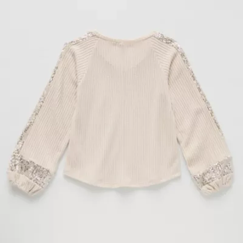 Eyeshadow Big Kid Girls V Neck Long Sleeve T-Shirt