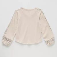 Eyeshadow Big Kid Girls V Neck Long Sleeve T-Shirt
