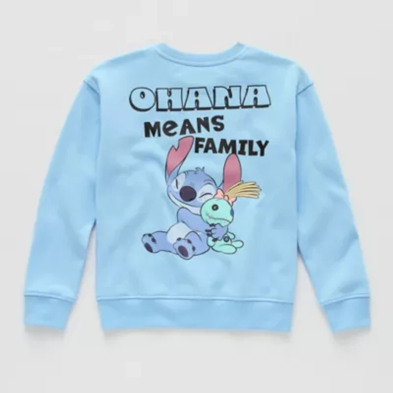 Disney Collection Little & Big Kid Boys Crew Neck Long Sleeve Lilo Stitch Sweatshirt