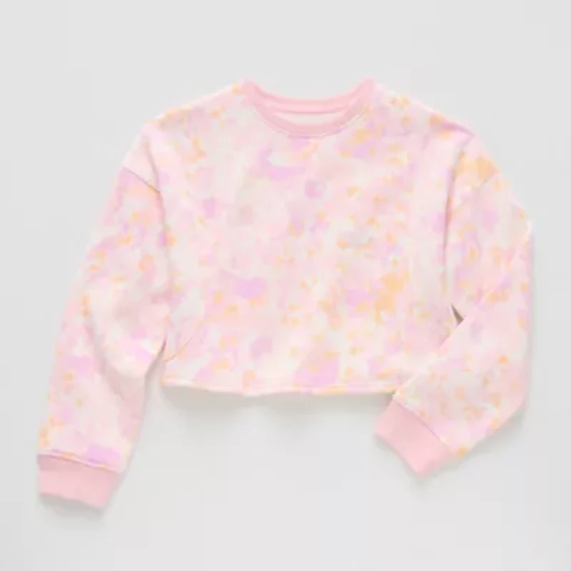 Xersion Little & Big Kid Girls Crew Neck Fleece Long Sleeve Sweatshirt