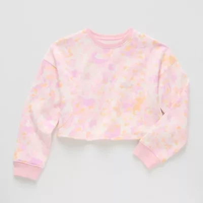 Xersion Little & Big Kid Girls Crew Neck Fleece Long Sleeve Sweatshirt