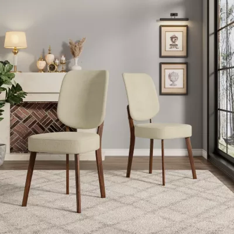 Breuer Mid-Century Modern Armless Dining Chairs Linen -Set of 2