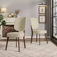 Breuer Mid-Century Modern Armless Dining Chairs Linen -Set of 2